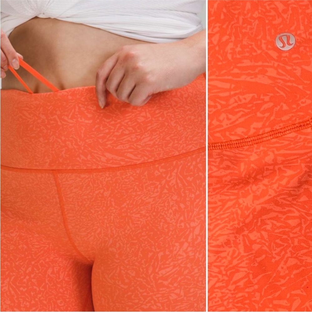 Lululemon Orange High-Waisted bike shorts